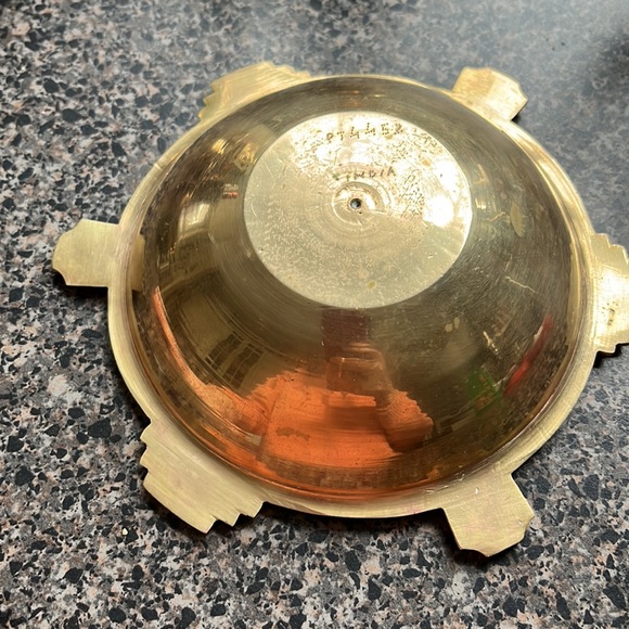 Vintage India Brass Ashtray carved - Picture 2 of 3